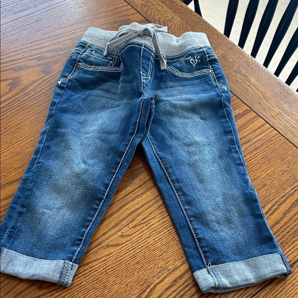 Justice Blue Kids Jeans with Gray Waistband